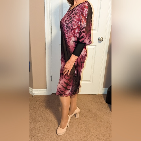 Pink & Black Midi Dress Size S - Picture 1 of 4